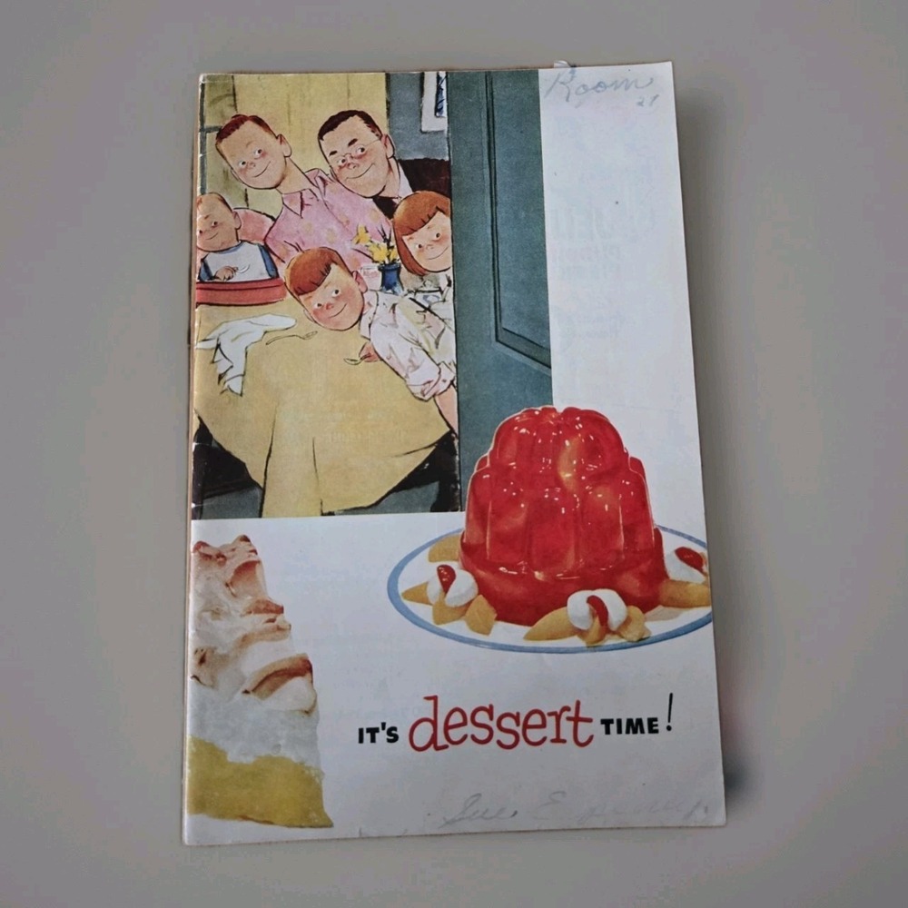 Vintage 1953 Jell-O Recipe Booklet It's Dessert Time! Retro Cookbook‎ W/ Writing